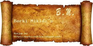 Berki Miklós névjegykártya